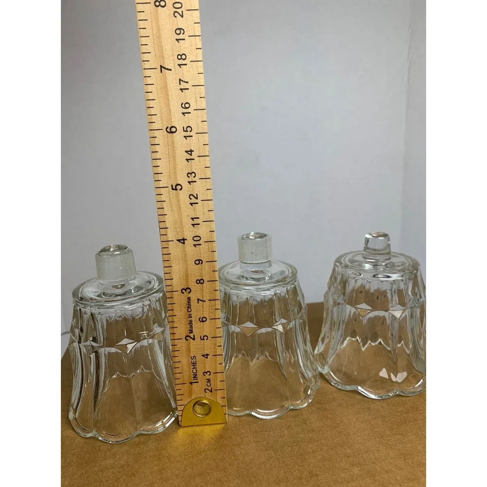 Vintage Clear Glass Scalloped Tulip Peg Votive Candle Holder‎ Set of 3